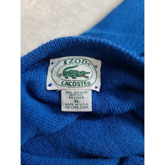 Izod X Lacoste Vintage collab blue sweater Size xl Royal Blue Preppy nautical - Picture 6 of 6